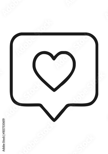 Black Heart in Speech Bubble Icon Minimal Social Media Like Notification and Comment Symbol