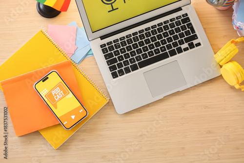 Laptop and mobile phone wit...