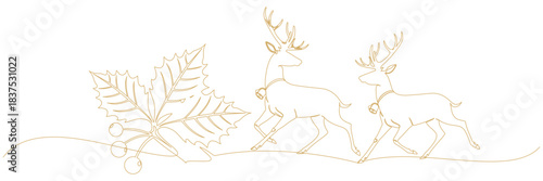 Christmas reindeer illustration line art Christmas background