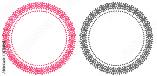 ビーズで作った花柄のサークルフレーム