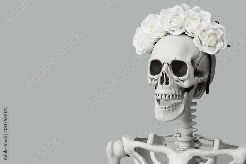 Human skeleton in flower he...