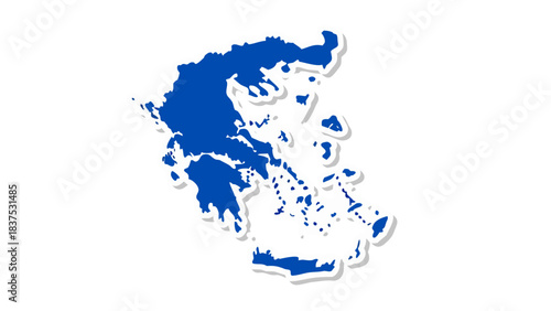 Outline Map Of Greece In Blue And White With A Black Background And 3D Effect