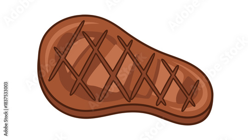 Pixel Art Grilled Steak With Crosshatch Grill Marks On Black Background