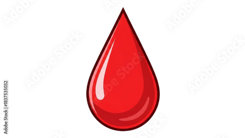 Vibrant red liquid drop, symbolizing health, donation, and medical concepts, rendered with clarity and care