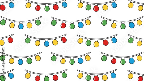 Festive strings of multi-colored lights for holiday decorations and celebrations