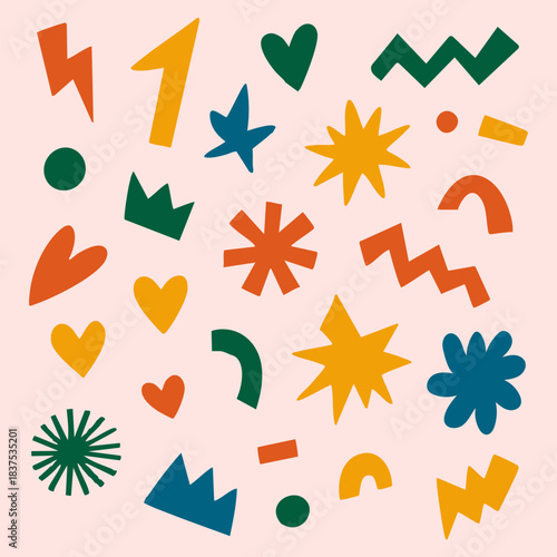 Seamless vector illustration of a colorful set of star icons for celebration and holiday pattern design