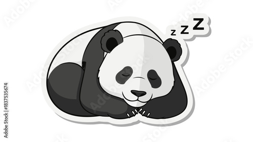 Pixel Art Sticker Of A Sleeping Panda Bear With Zzz Symbols In The Air On A Black Background