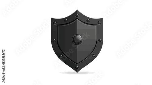 Black medieval shield icon, graphic element for security, protection, and defense concepts, isolated on a white background