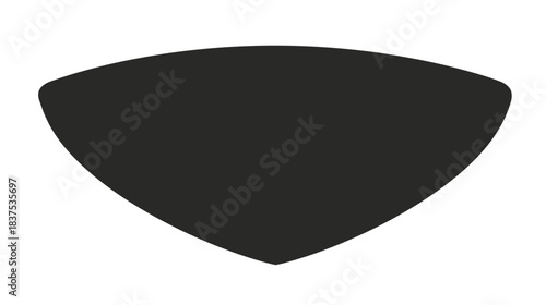 Generic dark grey geometric shape, abstract curved triangle or shield design element isolated on white background, graphic resource