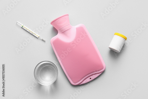Hot water bottle with glass...