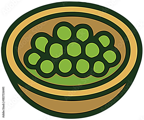 Dim Sum with Tapioca Pearls - Traditional Chinese Cuisine Illustration