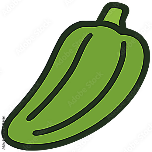 Vibrant Green Jalapeño Pepper Illustration: A Spicy Food Icon for Culinary Designs. Generated image