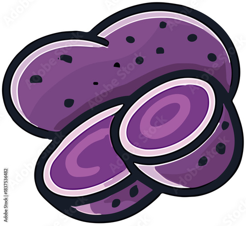 Purple Taro Cassava Kueh Illustration - Traditional Southeast Asian Dessert. Generated image