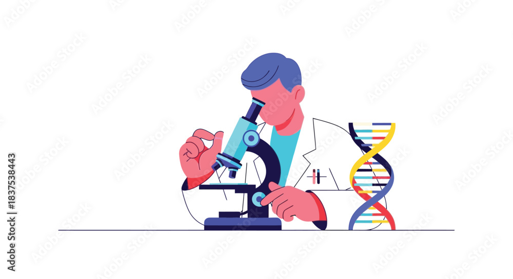 Fototapeta premium Scientist examining a sample under a microscope in a laboratory setting.