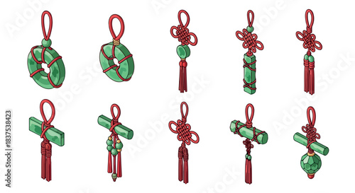 Chinese knot decorations with red tassels