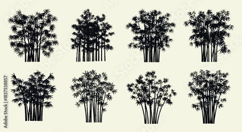 Bamboo stalks collection with transparent background