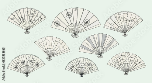 Japanese fans with floral patterns