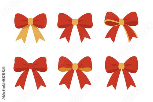 Gift bows silhouette icon set. featuring ribbon, loop, bowknot, decor, and wrapper symbols