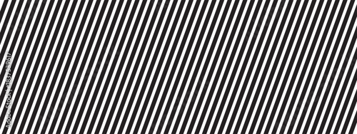 Repeated black straight diagonal lines on white background. Slanted parallel stripes. Tilted striped print. Angled streaks wallpaper. Abstract minimalistic design. Vector graphic illustration