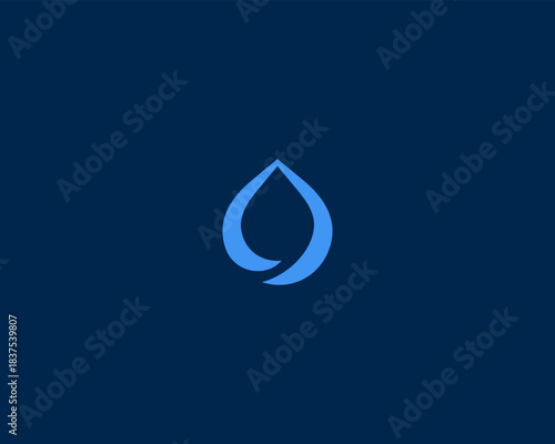 Water drop minimalistic logo. Universal aqua freshness liquid vector sign.