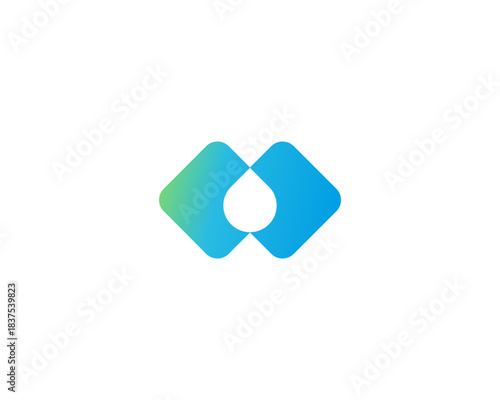 Abstract logo from overlay geometric shapes. Creative square startup media vector logotype