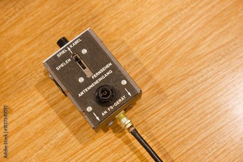 Wallpaper Mural Vintage black signal switch box with German device labels Torontodigital.ca