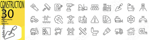 Editable stroke Construction icon set