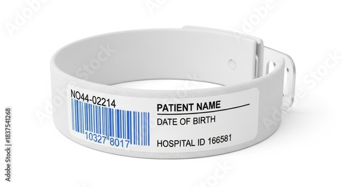 Close-up of a hospital ID wristband.