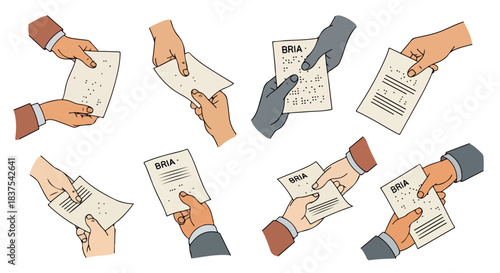 Hands holding braille paper for accessibility and education