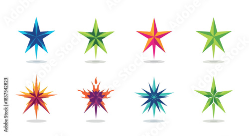 Colorful starburst shapes with transparent background