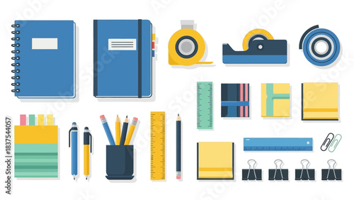 Flat Lay Office Supplies A Colorful and Organized Workspace