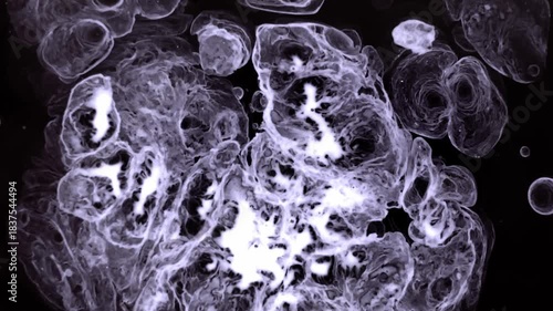 A drop of white liquid falling into a pool of black fluid, creating mesmerizing organic 