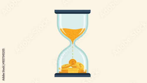 Concept illustration depicting the conversion of time into wealth or financial assets