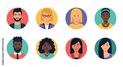 Diverse group of people avatars in circles