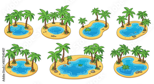 Tropical islands with palm trees and blue lagoons