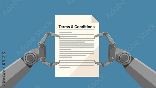 AI Opacity: Robotic Arms Presenting Unreadable Terms and Conditions Document