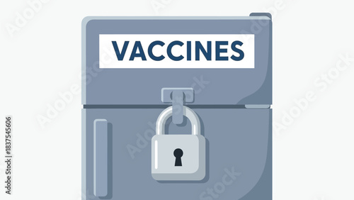 Locked vaccine refrigerator symbolizing protection, accessibility, and control