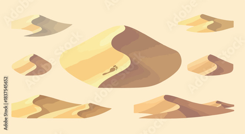Sand dunes with footprint in desert landscape
