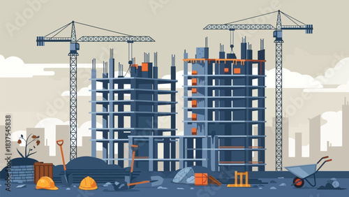 Abruptly stopped construction project indicating economic downturn consequences