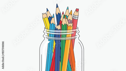 A jar brimming with broken tipped pencils, symbolizing fractured resources in learning