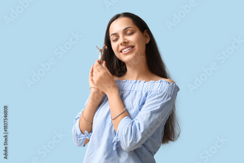 Happy young woman with deco...