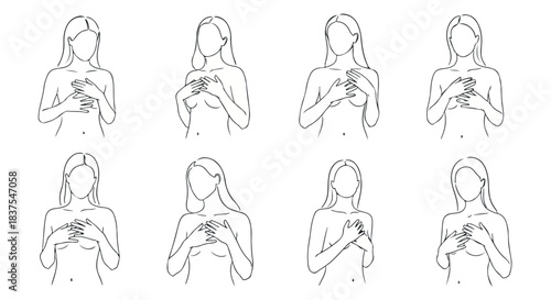 Woman hands chest outline sequence