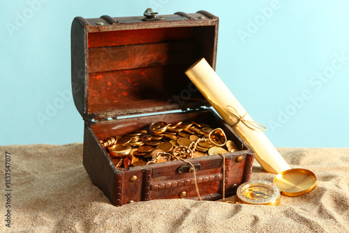 Old chest with treasures , ...