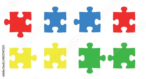 Colorful puzzle pieces with transparent background