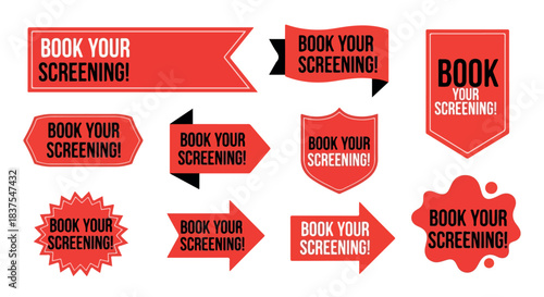 Booking screening announcement badges with transparent background