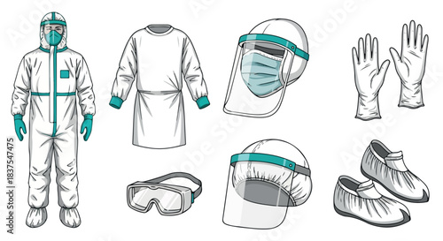 Personal protective equipment set for healthcare professionals