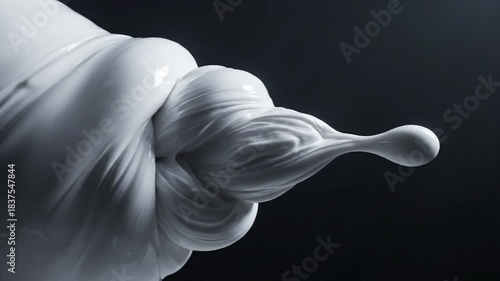 Abstract close-up of swirling white ceramic or plastic forms against a dark, minimalist background
