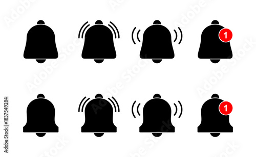 Bell icon vector. Notification sign and symbol for web site design