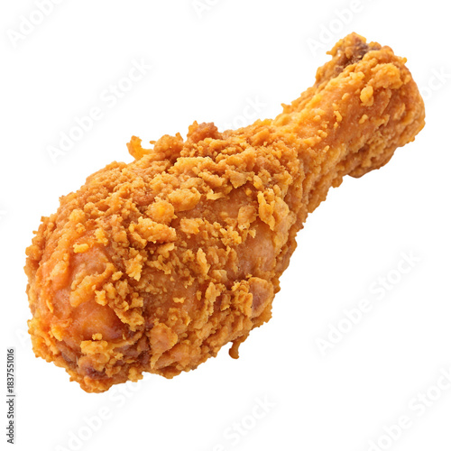 Crispy fried chicken drumstick isolated on transparent background