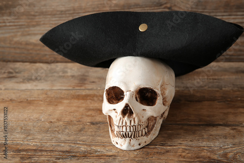 Human skull with pirate hat...